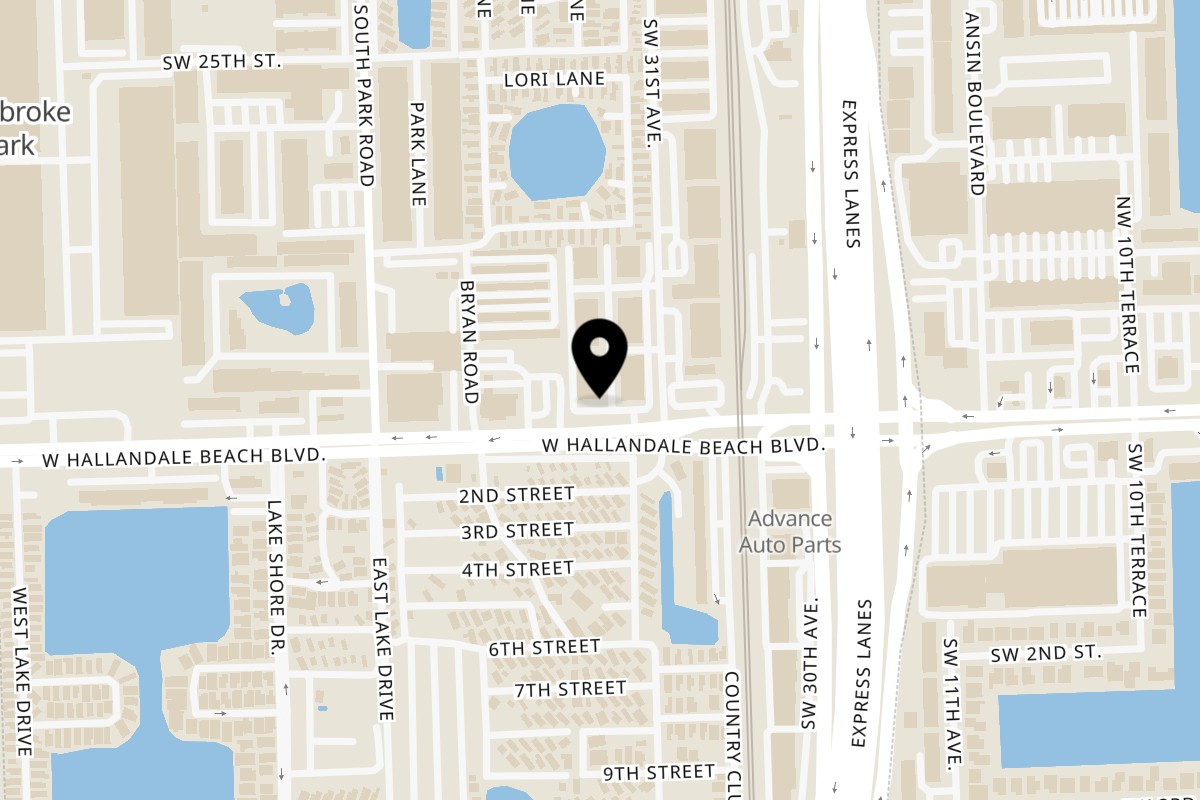 Map showing the location of Untoasted on 3121 W Hallandale Beach Blvd #101 in Hallandale Beach